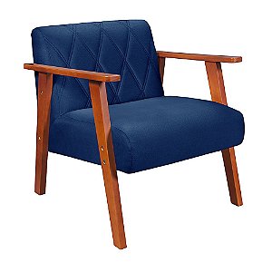 Poltrona Para Sala ou Recepção em Suede Azul Marinho - Madri