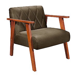 Poltrona Para Sala ou Recepção em Suede Marrom - Madri