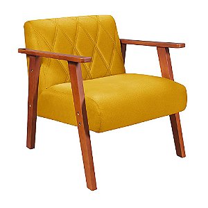 Poltrona Para Sala ou Recepção em Suede Amarelo Mostarda - Madri