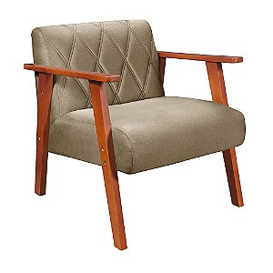 Poltrona Para Sala ou Recepção em Suede Bege - Madri
