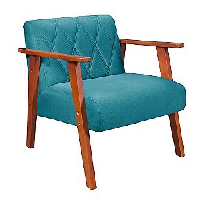 Poltrona Para Sala ou Recepção em Suede Azul Turquesa - Madri