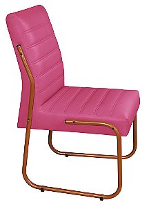 Cadeira Para Escritório, Recepção, Auditório em Courino Rosa Pés Cobre - Zargo
