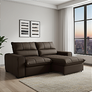 Sofá Retrátil Marrom e Reclinável Molas Ensacadas Premium Dubai 2,05m