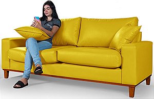 Sofá Istambul Para Sala, Escritório, Recepção Living em Courino Amarelo