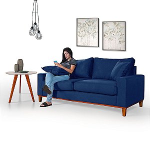 Sofa Living Istambul Em Suede Essencial Estofados Azul