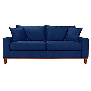 Sofá Living 3 Lugares Istambul em Suede Azul Marinho