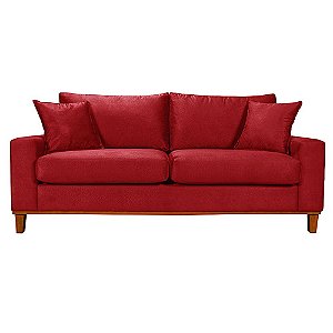 Sofá Living 3 Lugares Istambul em Suede Vermelho