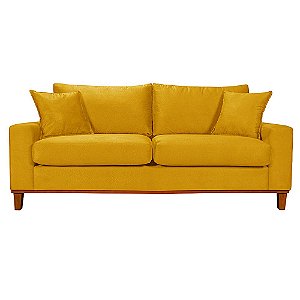 Sofá Living 3 Lugares Istambul em Suede Amarelo Mostarda