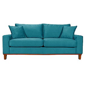 Sofá Living 3 Lugares Istambul em Suede Azul Turquesa