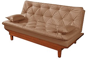 Sofá Cama Courino Bege Reclinável Caribe 3 Posições