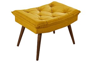 Banqueta Amarela Mostarda Puff Luxo em Suede