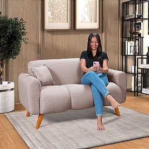 Namoradeira 2 Lugares Dallas em Linho Bege 1,45m