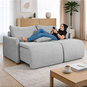 Sofá Retrátil Milão em Tecido Impermeável Cinza 1,78m