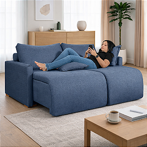 Sofá Retrátil Milão em Tecido Impermeável Azul 1,78m