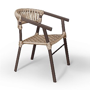 Cadeira Jasmim Para Área Externa em Corda Náutica Bege e Alumínio na Cor Marrom