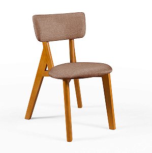 Cadeira Liz Em Madeira Revestimento Linho Marrom