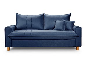 Sofá 3 Lugares Baú Montana Living em Tecido Linho Azul 1,95m