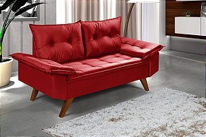 Sofá 2 Lugares Vermelho Bariloche em Suede