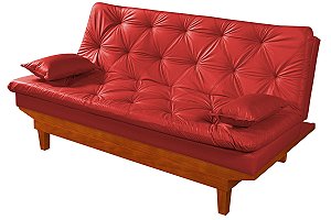 Sofá Cama Courino Vermelho Reclinável Caribe 3 Posições
