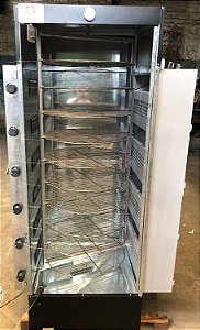 Maquina Assar Frangos e Carnes Giratória RF200DP Duplo (Queimadores a gás e Carvão) - Black 10 Grelhas