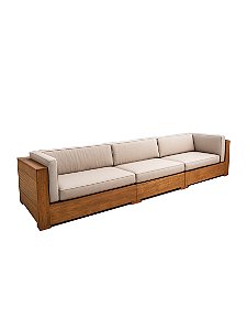 Sofá Modular em Madeira - Linho Cinza