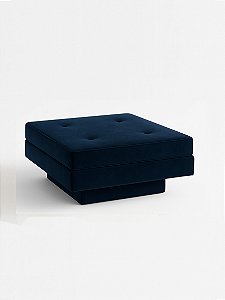 Banco Futon Quadrado - Veludo Azul Marinho