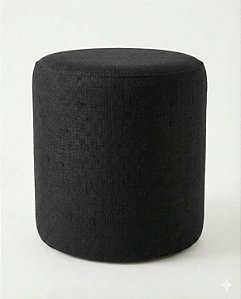 Pufe Cilindrico Veludo Preto - 43x50cm