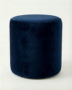 Pufe Cilindrico 43x50cm - Veludo Azul Marinho