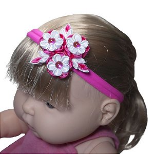 Faixa Com Meia De Seda P/ Bebê - Kanzashi - Modelo Beauty.