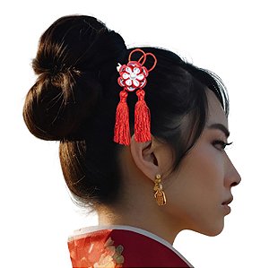 Presilha japonesa p/ cabelo de flor Kanzashi. Modelo Rinah.