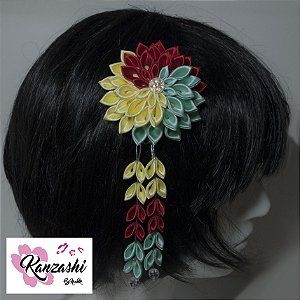 Presilha para cabelo - estilo Kanzashi. Modelo Frésia