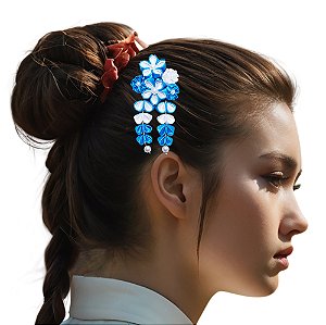 Presilha japonesa em flor de fita - Kanzashi - Modelo Mini New Sakura