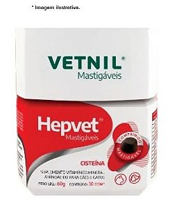 Suplemento Vitamínico Hepvet Mastigáveis 30 comprimido  60g