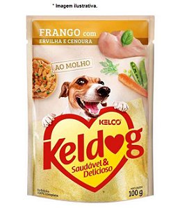 Ração Úmida Keldog Sachê Frango, Ervilha e Cenoura 100gr