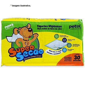 Tapete Higiênico Super Secão 30unid (área total 80cmx60cm)(área de absorção 60cm x 80cm)