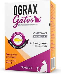 OGRAX Gatos Ômega 3 Avert 30 Cápsulas