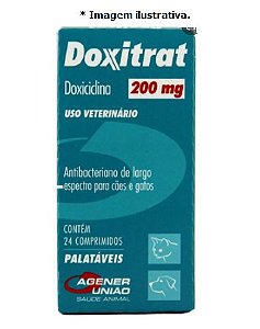 Antibiótico Doxitrat para Cães e Gatos Caixa com 24 Comprimidos - 200 mg