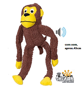 Brinquedo Mordedor Pelúcia Macaco Grande Com Apito 40 cm - Savana Pet    ref:DOG225