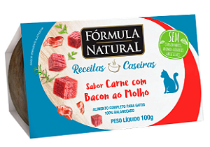 Ração Úmida Fórmula Natural Receitas Caseiras Carne com Bacon ao Molho para Gatos 100g