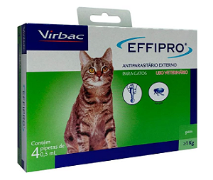 Antipulgas Virbac Effipro para Gatos com 1 Kg ou Mais - Combo 4 pipetas de 0,5ml cada