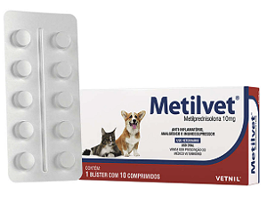 Metilvet 10mg - 10 comprimidos          (cães e gatos)