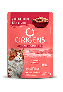 Sachê Origens Gatos Equilibrio do Trato Urinário Adultos e Filhotes Sabor Carne ao Molho