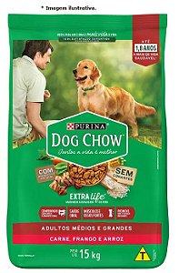 Ração  Dog Chow Adultos Raças Médias e Grandes Frango e Arroz 15kg