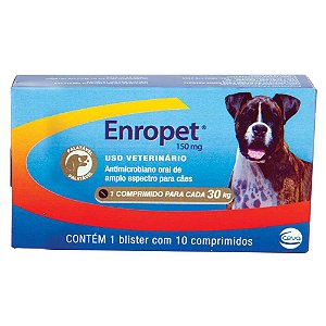 Antibiótico Ceva Enropet 150 mg - 10 comprimidos Cães