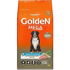 Ração Cães Adultos Golden Mega Raças Grandes Frango e Arroz 15 kg