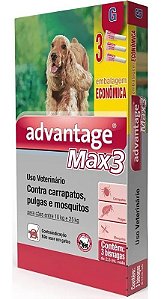 Antipulgas e Carrapatos Advantage Max 3 Cães de 10 a 25kg 3 unidades