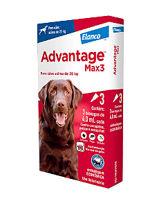 Advantage Max 3 com 4ml Cães + de 25kg - 3 Unidades