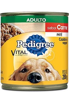 Ração Úmida Pedigree Lata Patê de Carne para Cães Adultos - 280g