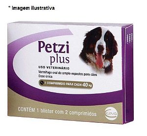 Vermífugo Ceva Petzi Plus para Cães 40kg - 2 Comprimidos