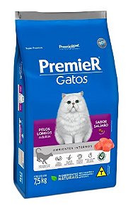 Ração Premier Gatos Ambientes Internos Pelos Longos Adultos Salmão 7,5 kg